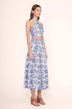 Poplin Shop|Tops<STAUD SMOCKED KAI TOP  BLUE TOILE BLUETOILE
