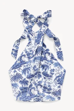 Poplin Shop|Tops<STAUD SMOCKED KAI TOP  BLUE TOILE BLUETOILE