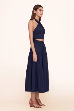 Poplin Shop|Tops<STAUD SMOCKED KAI TOP   NAVY