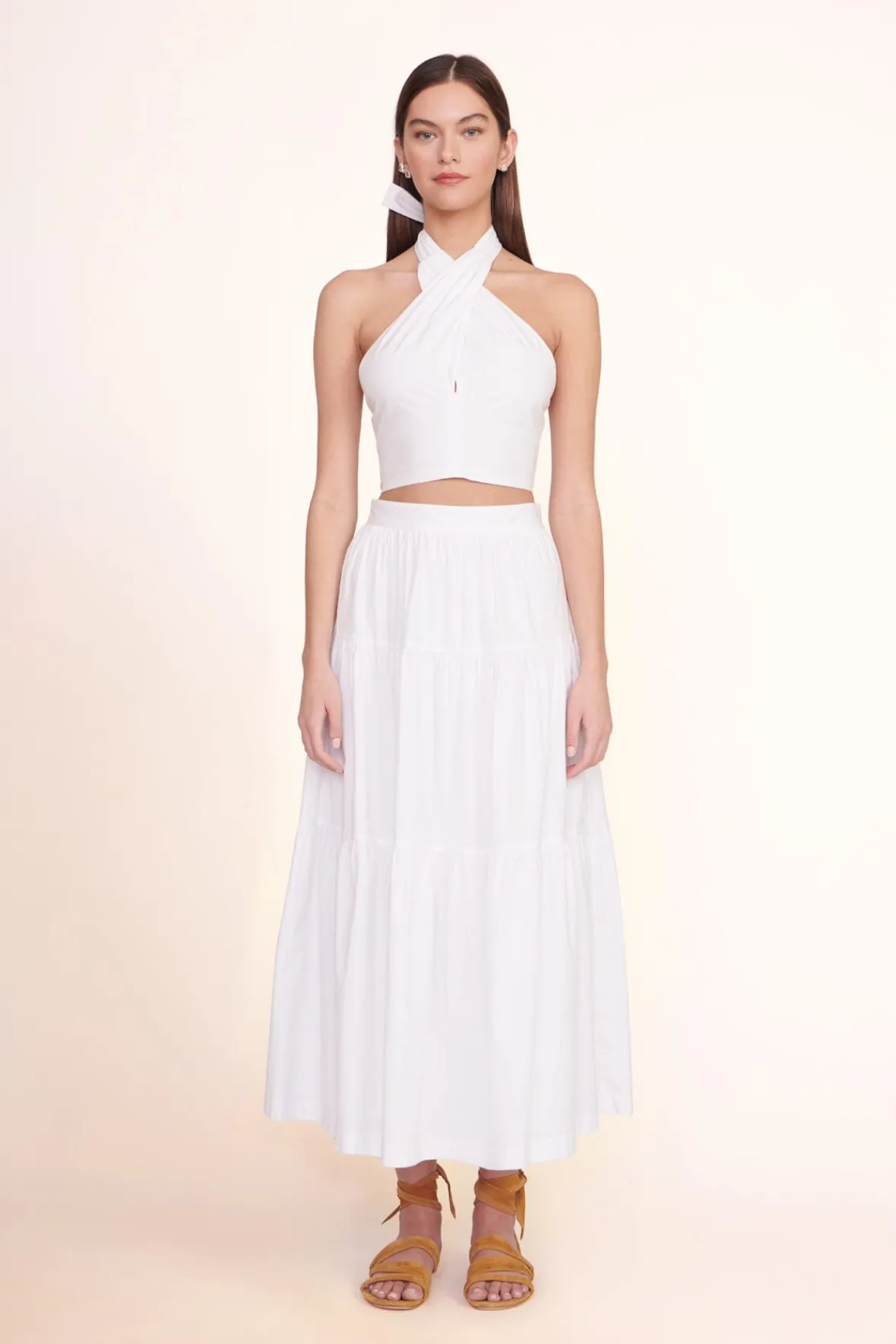 Poplin Shop|Tops<STAUD SMOCKED KAI TOP WHITE