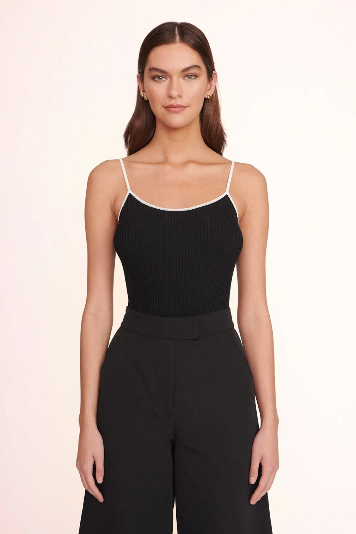 Tops<STAUD SOLEIL TOP BLACK WHITE BLACKWHITE