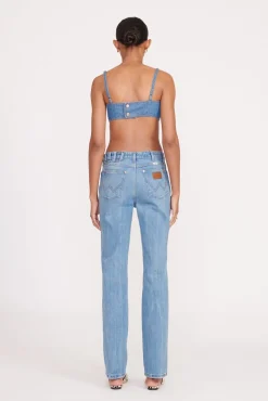 Denim|STAUD + Wrangler<STAUD + WRANGLER THE JEAN BIKINI TOP MID BLUE MIDBLUE