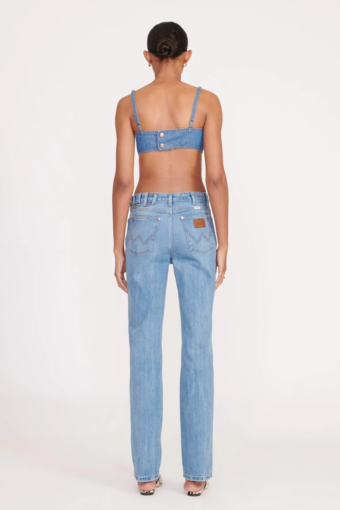 Denim|STAUD + Wrangler<STAUD + WRANGLER THE JEAN BIKINI TOP MID BLUE MIDBLUE