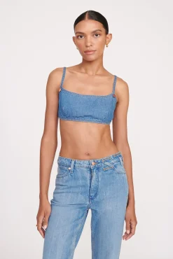 Denim|STAUD + Wrangler<STAUD + WRANGLER THE JEAN BIKINI TOP MID BLUE MIDBLUE