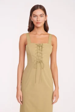 Poplin Shop<STAUD SUTTON DRESS   KHAKI