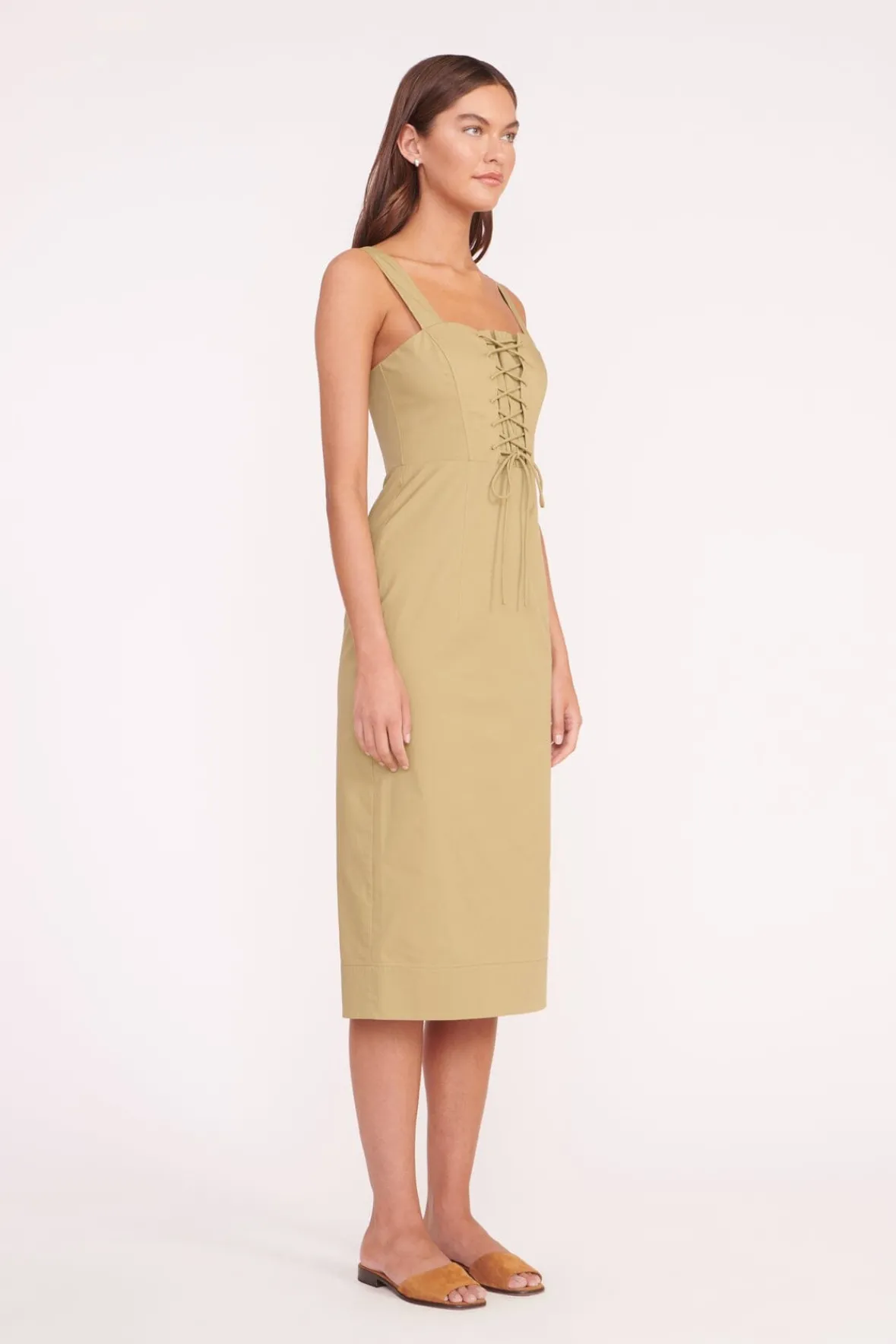 Poplin Shop<STAUD SUTTON DRESS KHAKI
