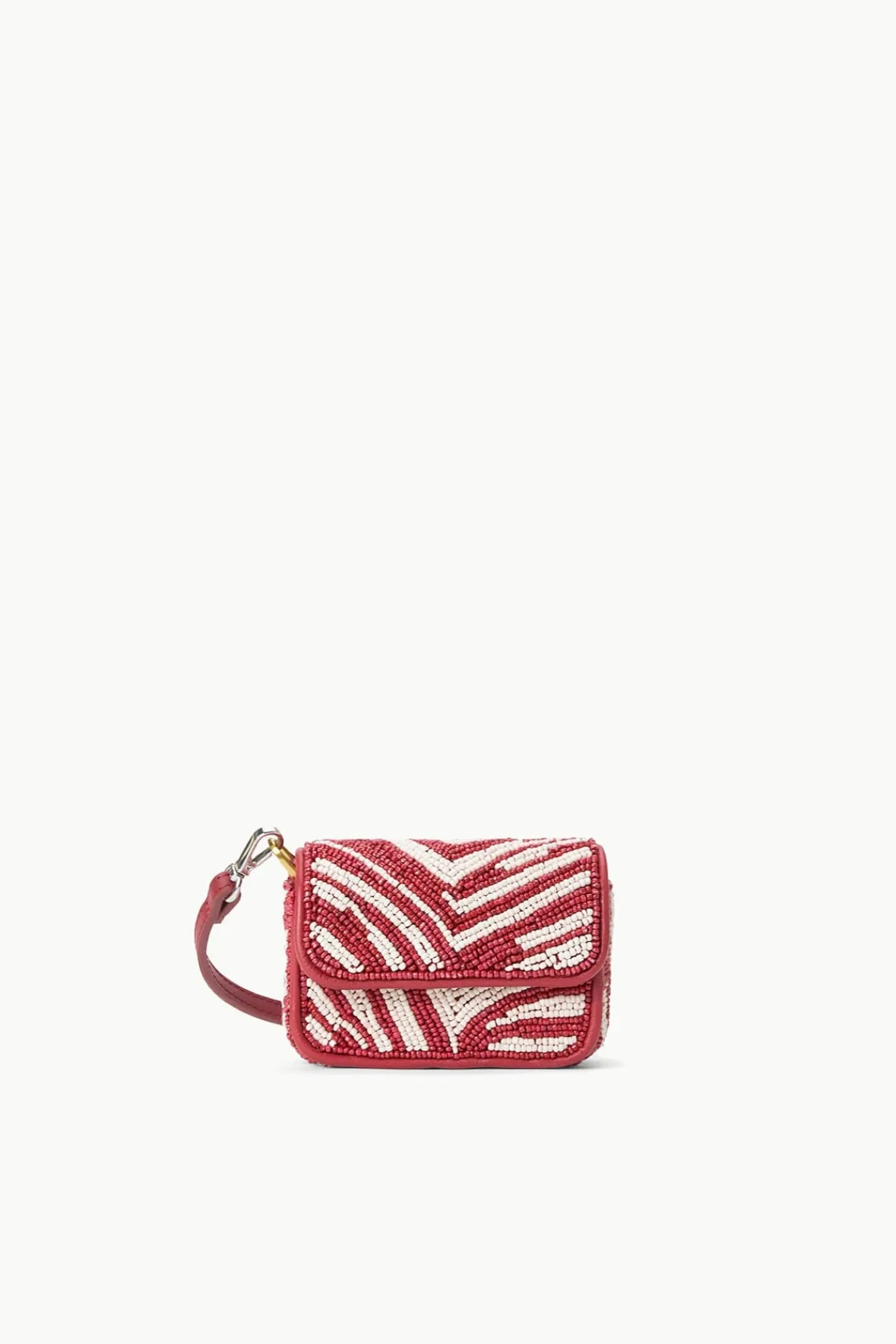 Beaded|Tommy<STAUD TINY TOMMY BEADED CROSSBODY SCARLET WHITE SCARLETWHITE