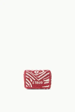 Beaded|Tommy<STAUD TINY TOMMY BEADED CROSSBODY SCARLET WHITE SCARLETWHITE