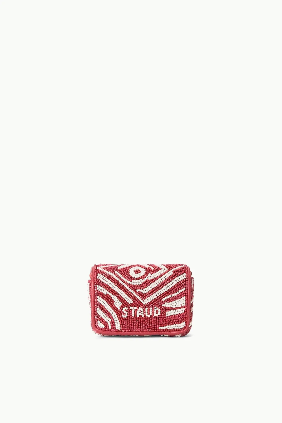 Beaded|Tommy<STAUD TINY TOMMY BEADED CROSSBODY SCARLET WHITE SCARLETWHITE
