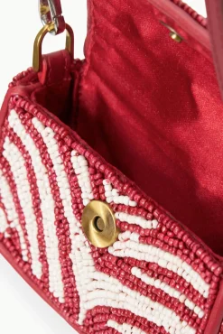 Beaded|Tommy<STAUD TINY TOMMY BEADED CROSSBODY SCARLET WHITE SCARLETWHITE