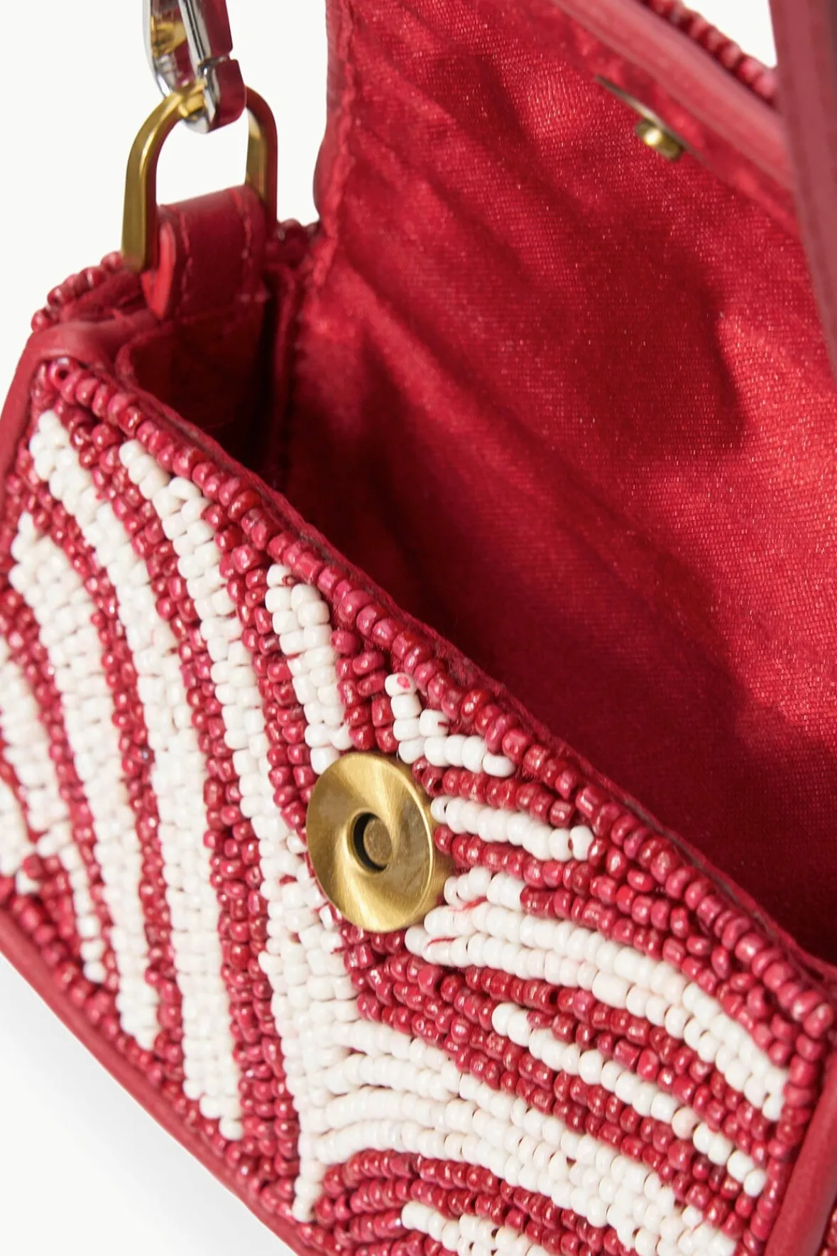 Beaded|Tommy<STAUD TINY TOMMY BEADED CROSSBODY SCARLET WHITE SCARLETWHITE
