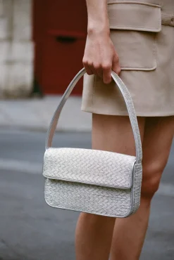 Beaded|Tommy<STAUD TOMMY BEADED BAG   SILVER