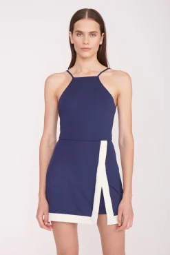 STAUD Court|Dresses<STAUD TOP SPIN DRESS  NAVY IVORY NAVYIVORY