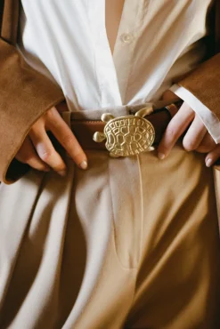 Belts<STAUD TURTLE BELT   Tan