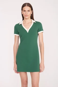STAUD Court|Dresses<STAUD VOLLEY DRESS  COURT GREEN IVORY COURTGREENIVORY