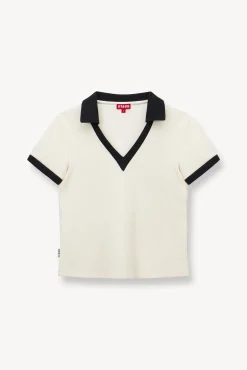 STAUD Court<STAUD VOLLEY TOP  IVORY BLACK IVORYBLACK
