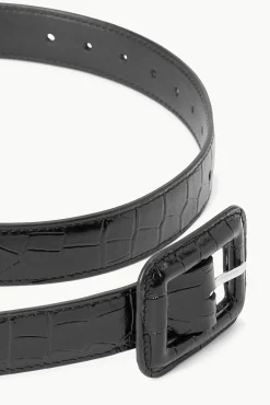 Belts<STAUD WAIST BELT  BLACK CROC EMBOSSED BLACKCROCEMBOSSED