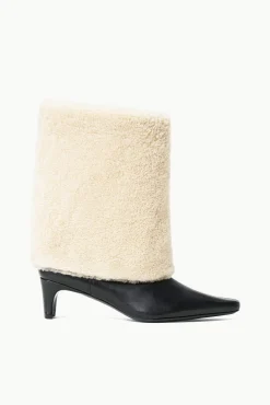 The Boot Shop<STAUD WALLY FOLDOVER BOOT BLACK CREAM BLACKCREAM