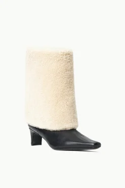The Boot Shop<STAUD WALLY FOLDOVER BOOT  BLACK CREAM BLACKCREAM
