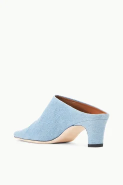 STAUD + Wrangler<STAUD WALLY MULE DENIM BLUE DENIMBLUE