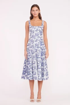 Best Sellers|Poplin Shop<STAUD WELLS DRESS  BLUE TOILE CHINABLUETOILE