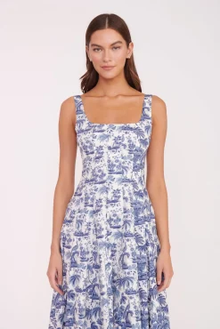Best Sellers|Poplin Shop<STAUD WELLS DRESS  BLUE TOILE CHINABLUETOILE