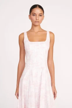 Poplin Shop|The Wells Dress<STAUD WELLS DRESS  IVORY CHERRY BLOSSOM TOILE IVORYCHERRYBLOSSOMTOILE