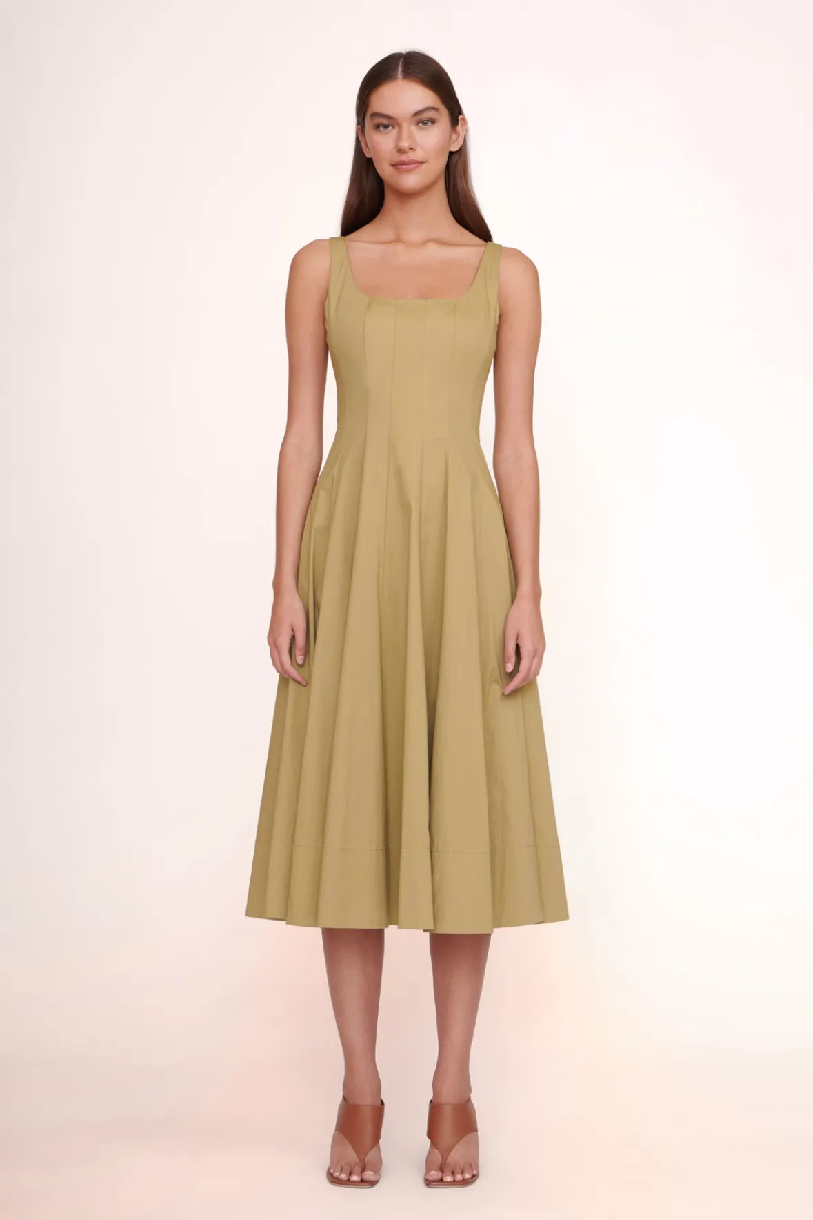 Poplin Shop<STAUD WELLS DRESS KHAKI