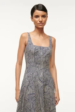 Dresses|Poplin Shop<STAUD WELLS DRESS  NAVY MOSAIC NAVYMOSAIC