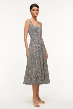 Dresses|Poplin Shop<STAUD WELLS DRESS  NAVY MOSAIC NAVYMOSAIC