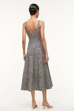 Dresses|Poplin Shop<STAUD WELLS DRESS  NAVY MOSAIC NAVYMOSAIC