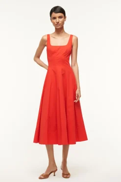 Poplin Shop|The Wells Dress<STAUD WELLS DRESS  RED ROSE REDROSE