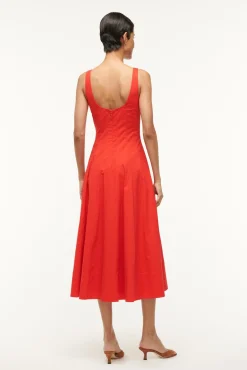Poplin Shop|The Wells Dress<STAUD WELLS DRESS  RED ROSE REDROSE