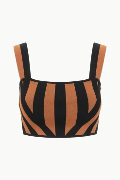 Tops<STAUD ZOLA TOP  BLACK TAN SEASHORE STRIPE BLACKTANSEASHORESTRIPE